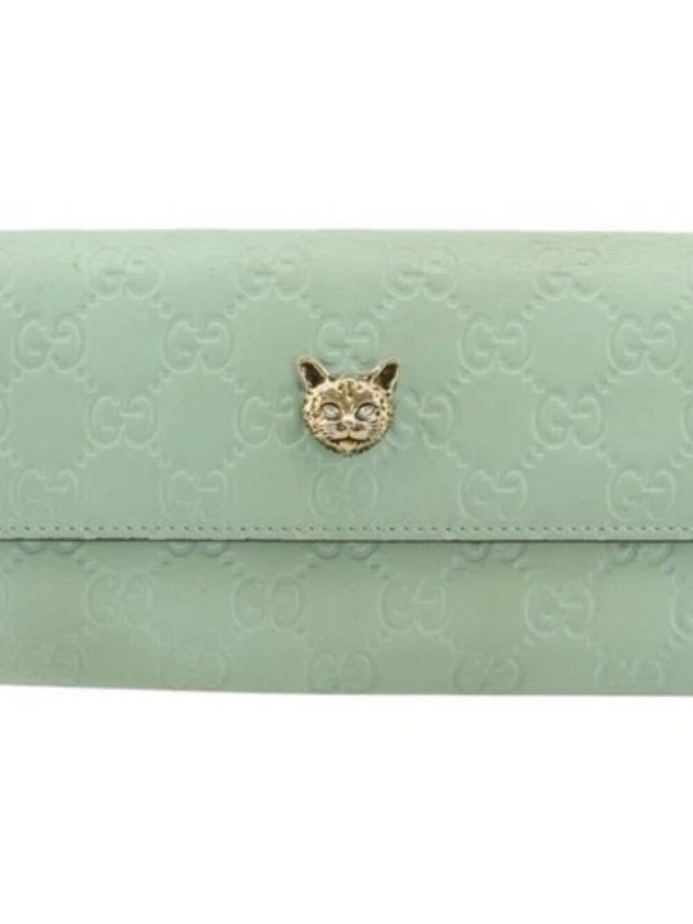 GUCCI GG Canvas Guccissima Long Wallet Leather Green Gold 548055 Auth bs35079A - Picture 12 of 16